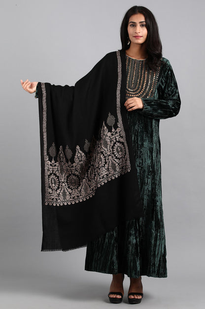 Black Wool Winter Shawl