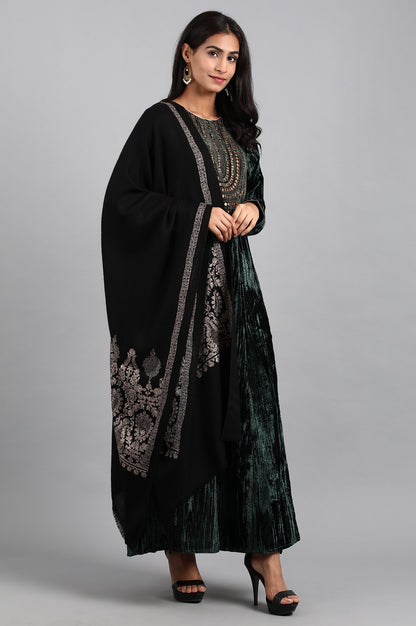 Black Wool Winter Shawl