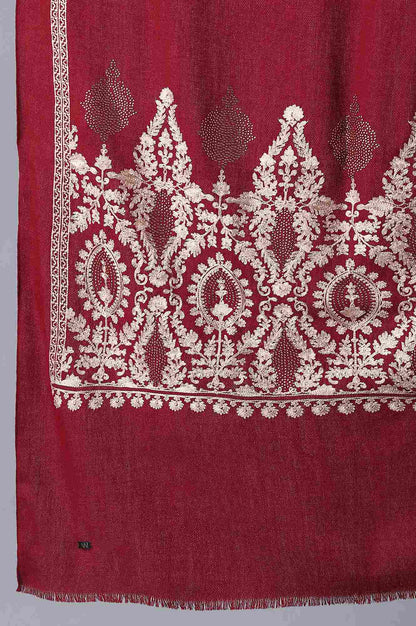 Red Aari Embroidered Shawl