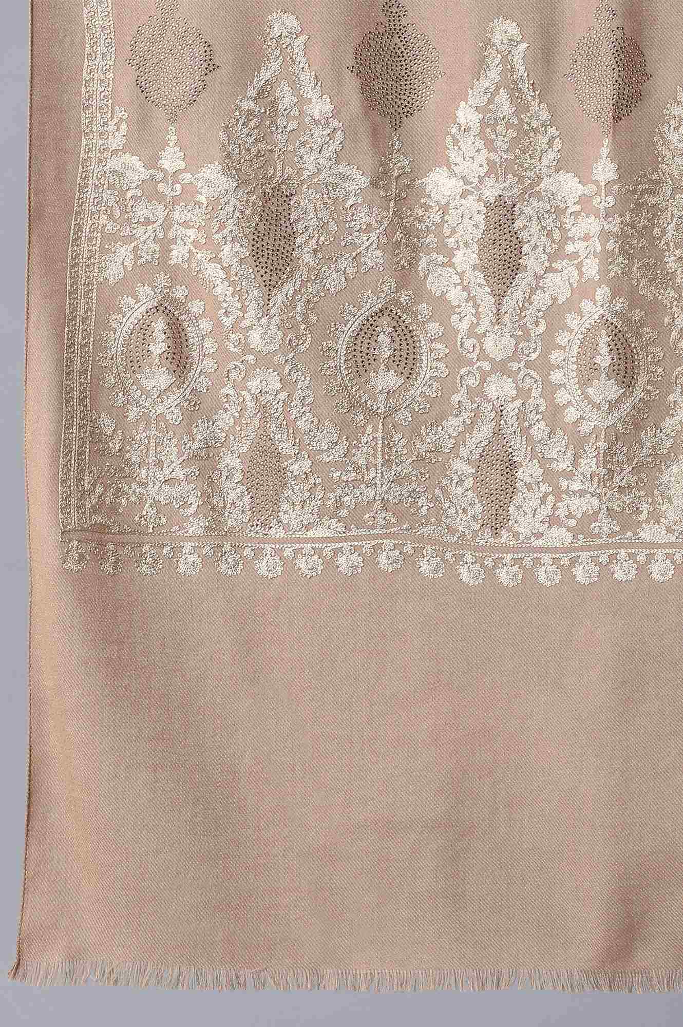 Gold Aari Embroidered Shawl