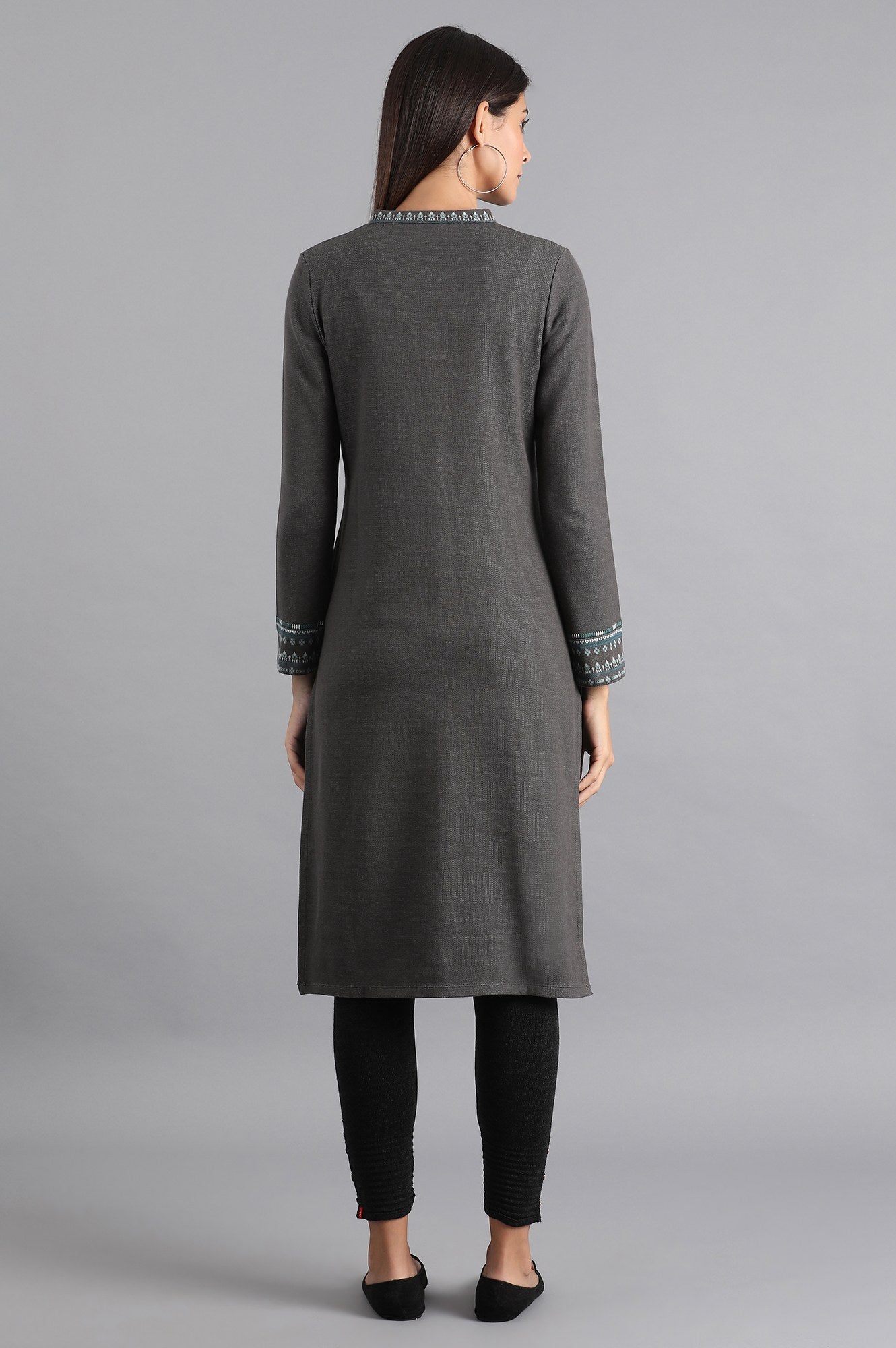 Grey Mandarin Neck Winter kurta