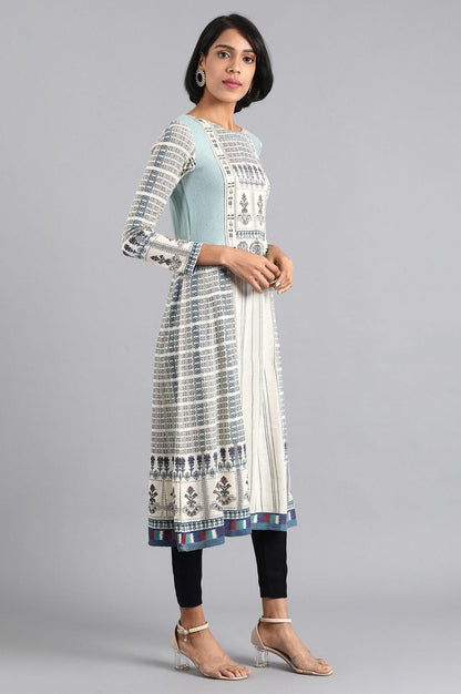 Ecru Round Neck Winter kurta - wforwoman