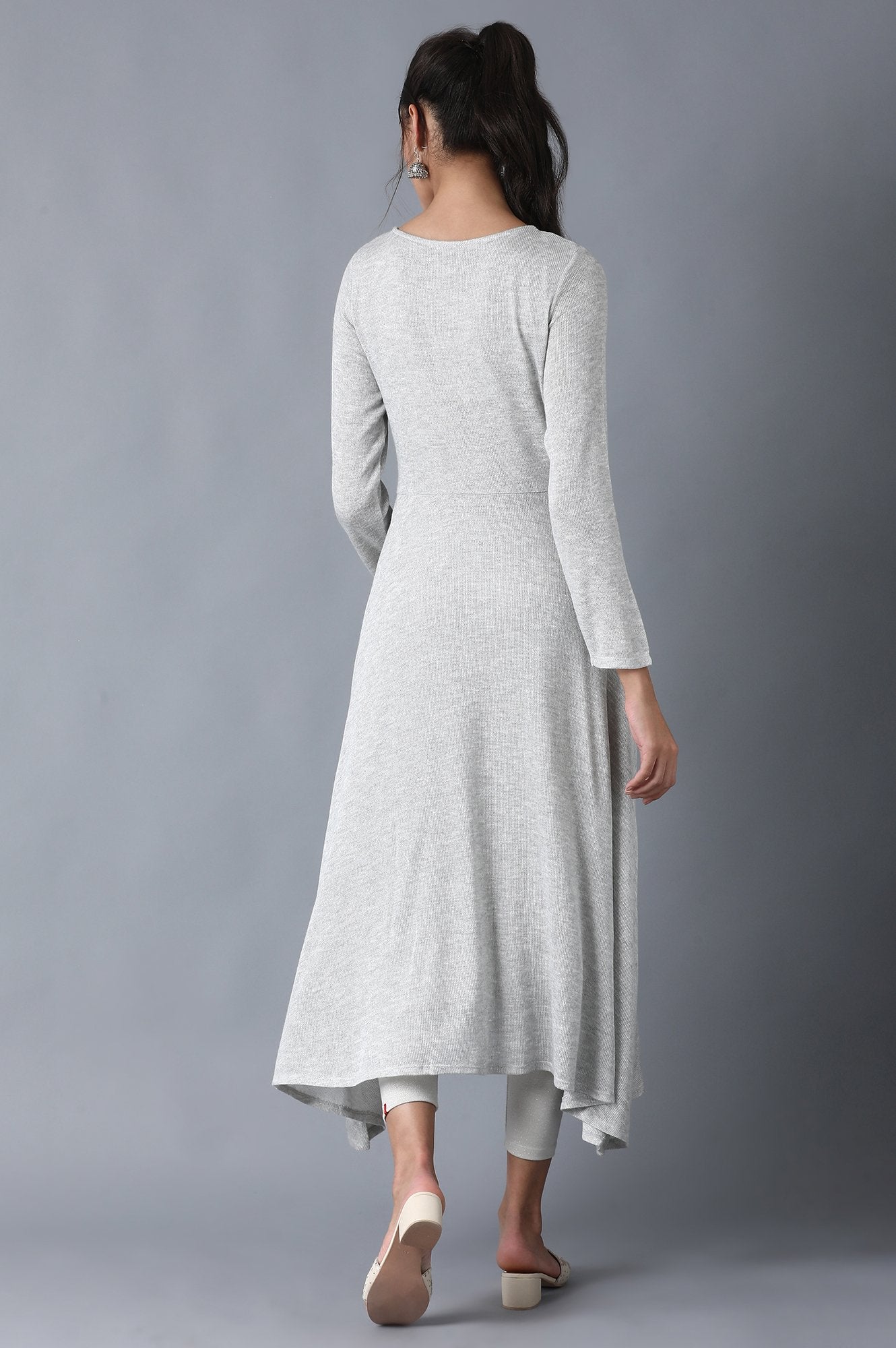 Grey Round Neck Winter kurta