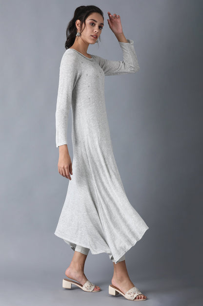 Grey Round Neck Winter kurta