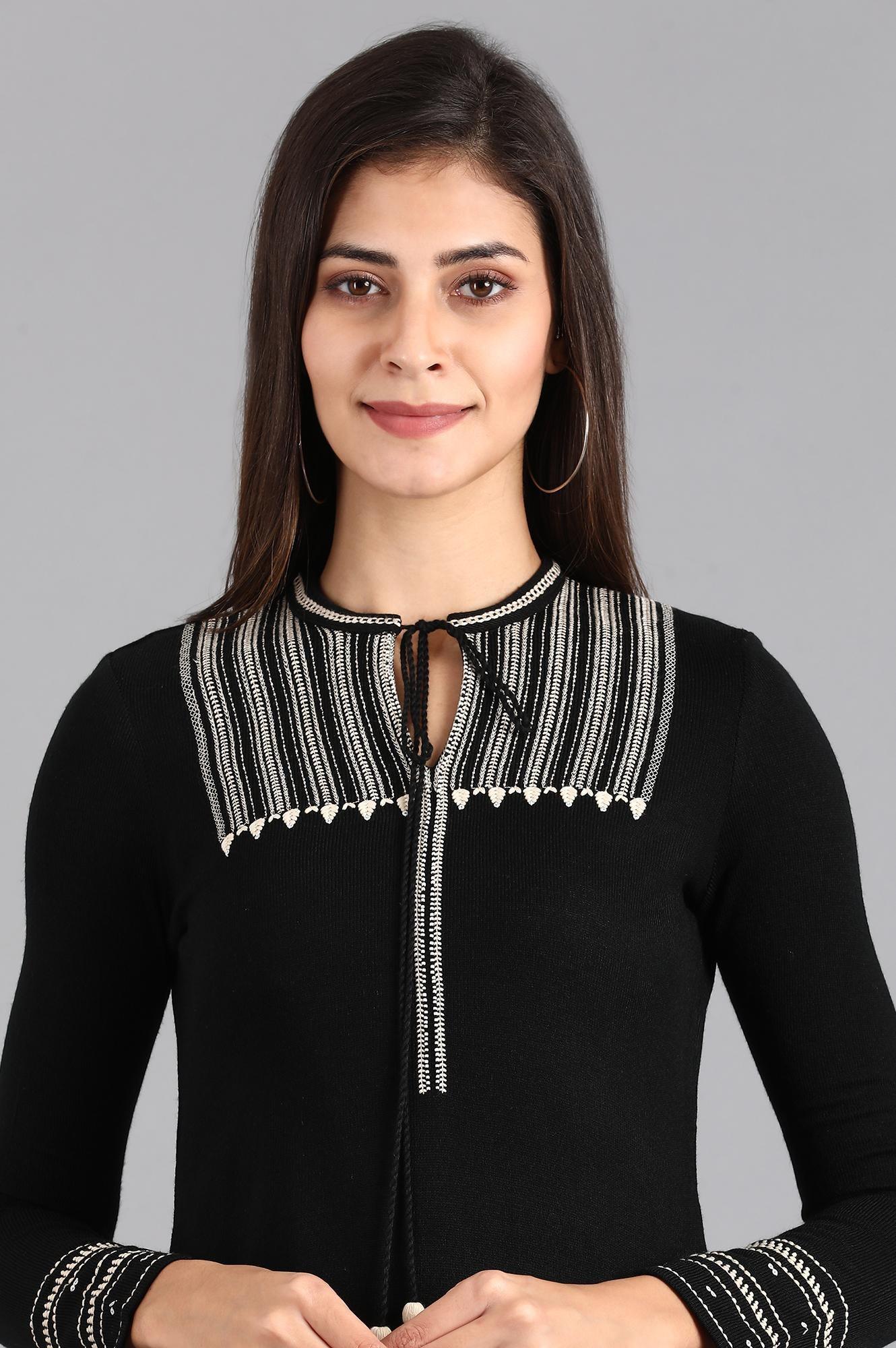 Ecru Round Neck Printed kurta - wforwoman