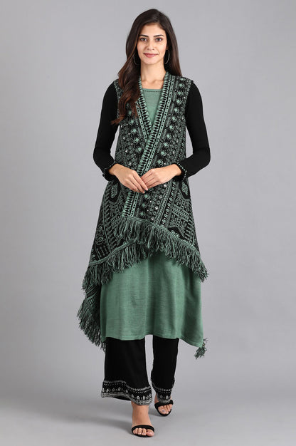 Green Round Neck Winter kurta