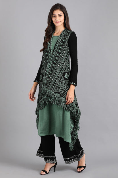 Green Round Neck Winter kurta