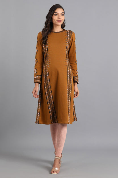 Mustard Mandarin Neck Winter kurta