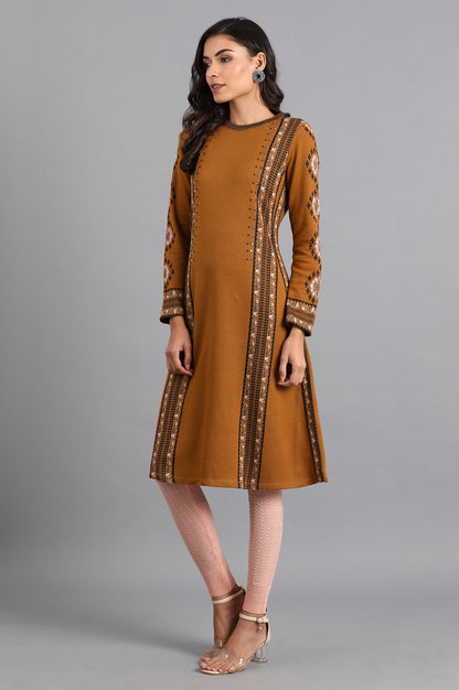 Mustard Mandarin Neck Winter kurta