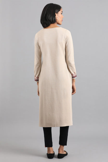 Ecru Round Neck Winter kurta