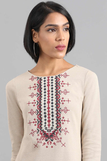 Ecru Round Neck Winter kurta