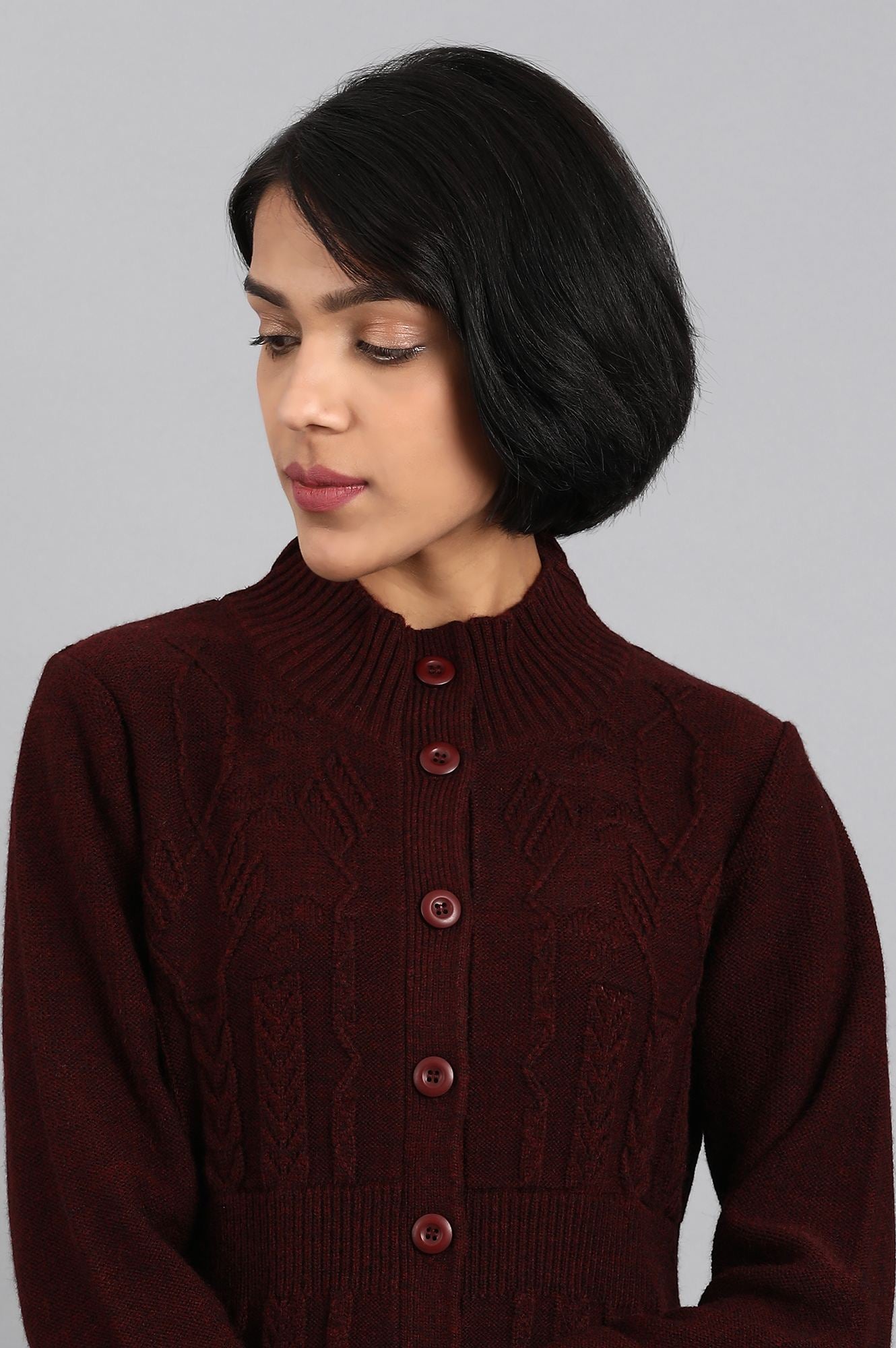 Maroon Open Front Jacket