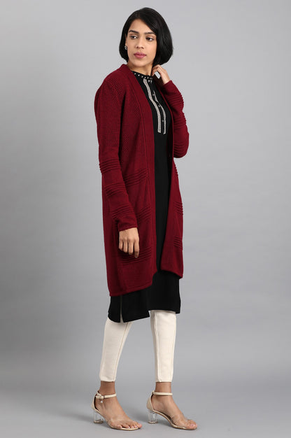 Maroon Knitted Cardigan
