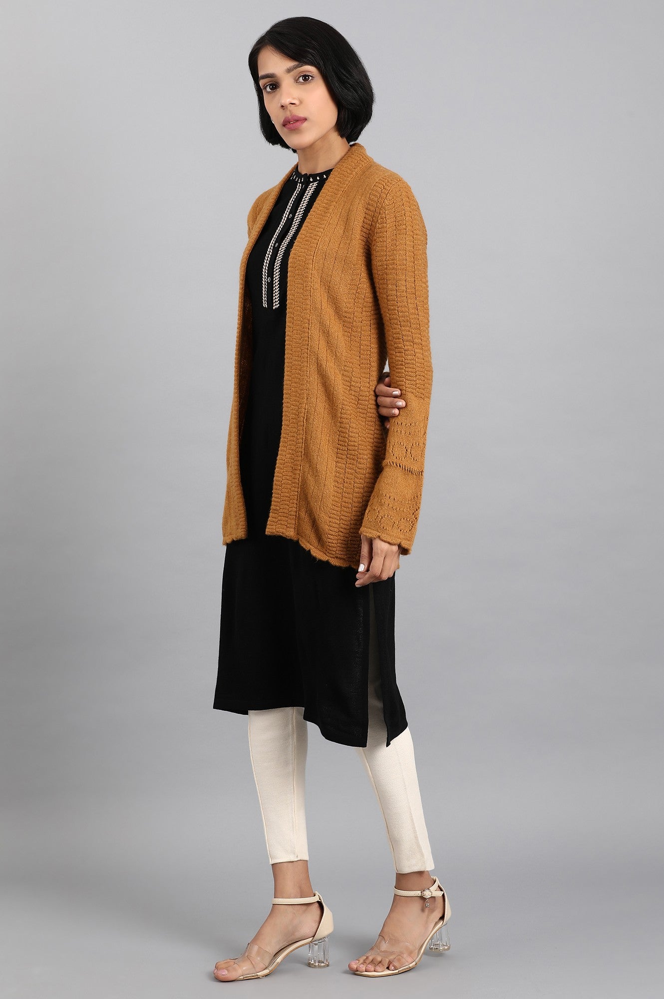 Mustard Open Front Cardigan