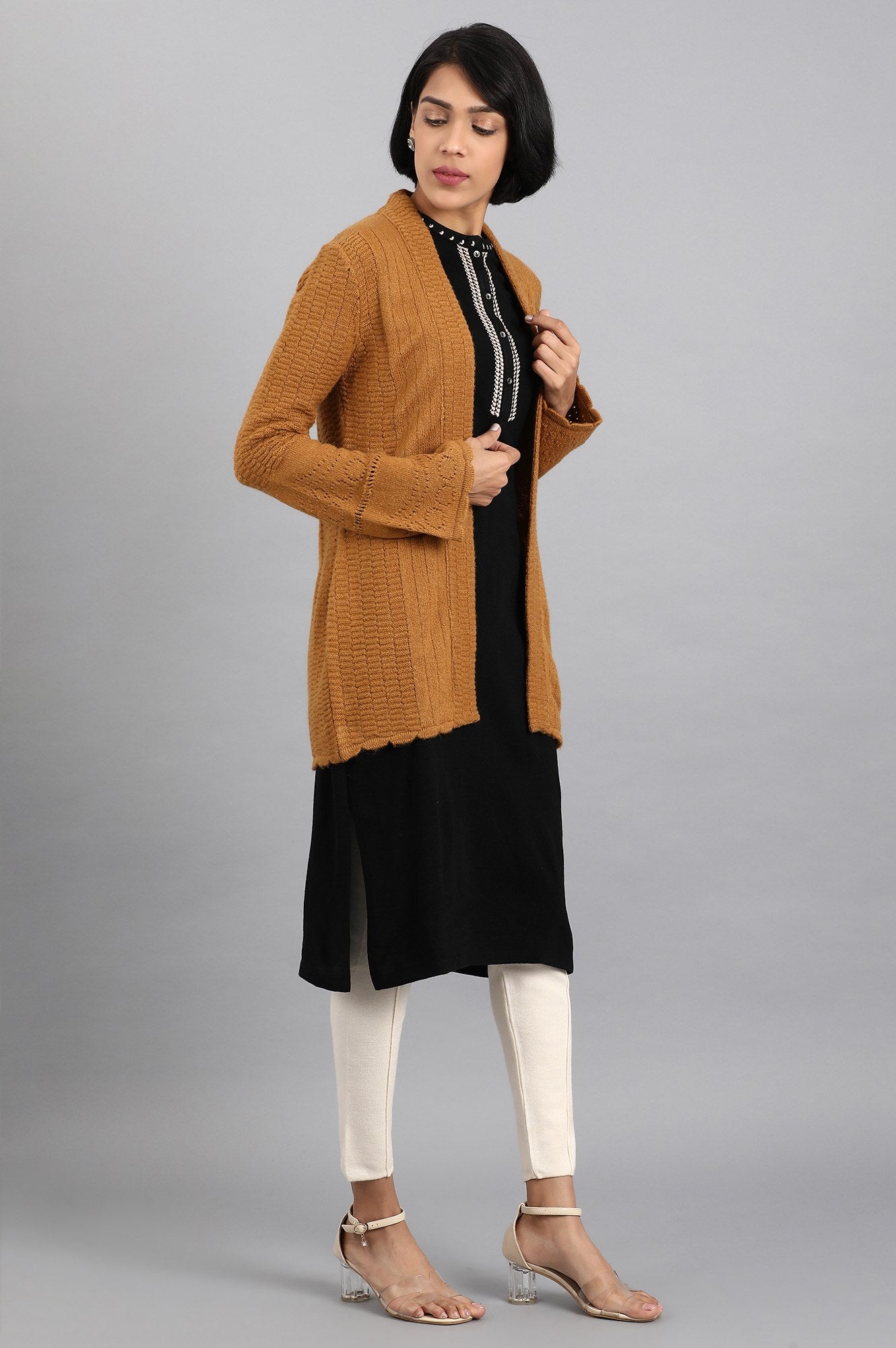 Mustard Open Front Cardigan