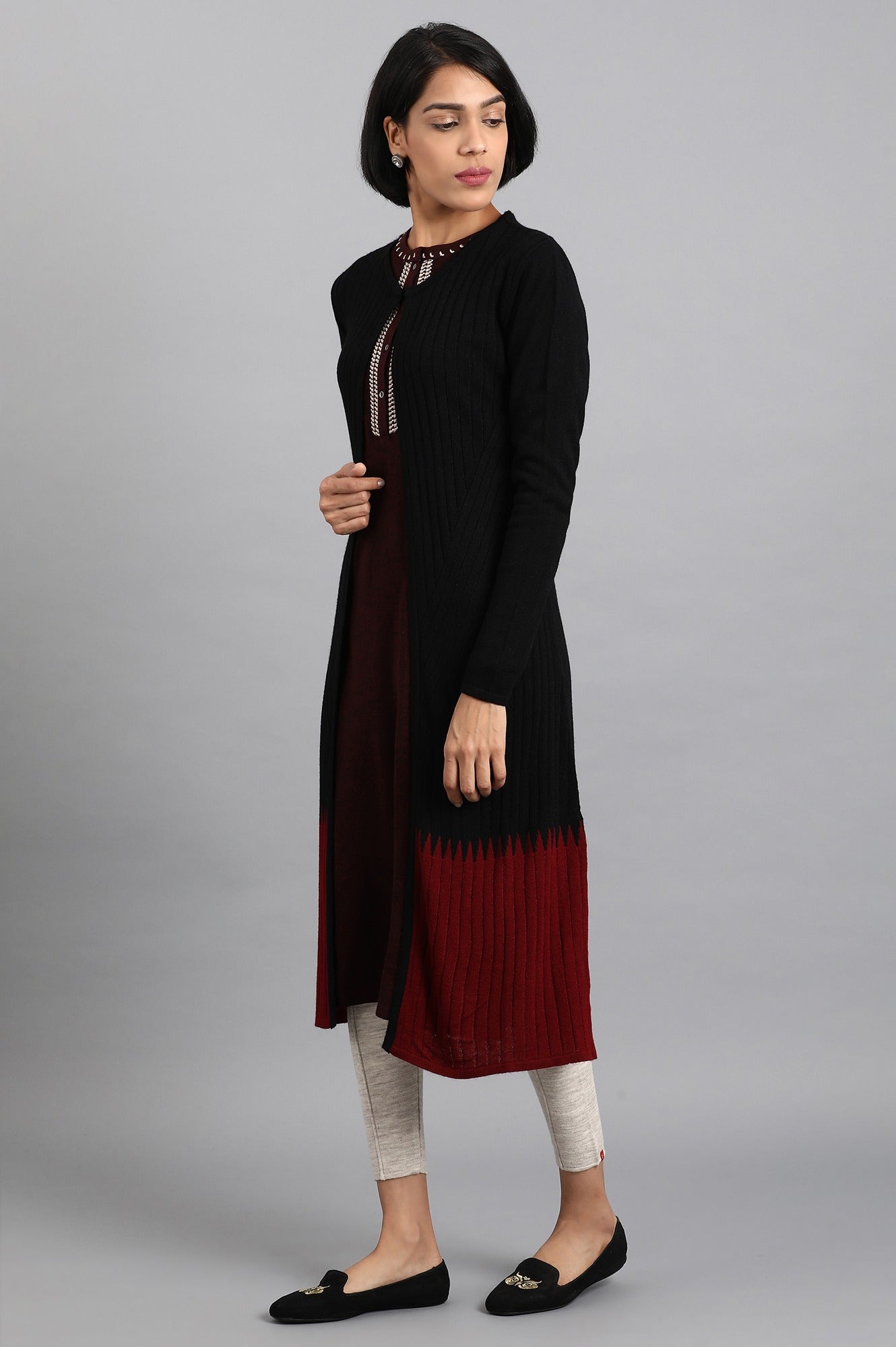 Black Ribbed Cardigan