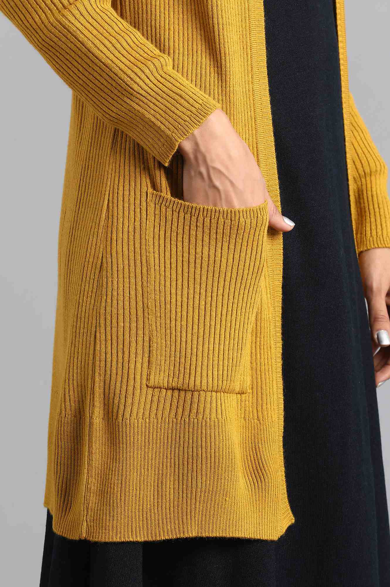 Mustard Ribbed Cardigan