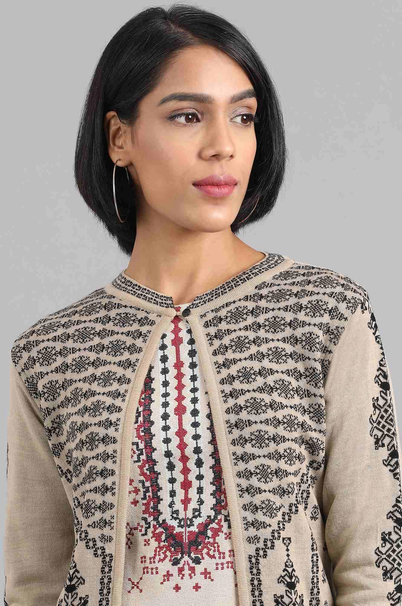 Green Round Neck Embroidered kurta - wforwoman