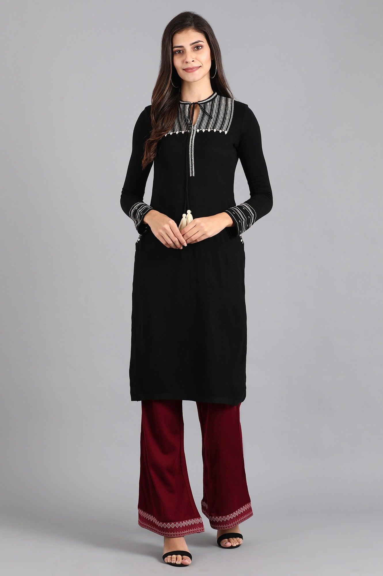 Off-White &amp; Red Printed kurta - wforwoman