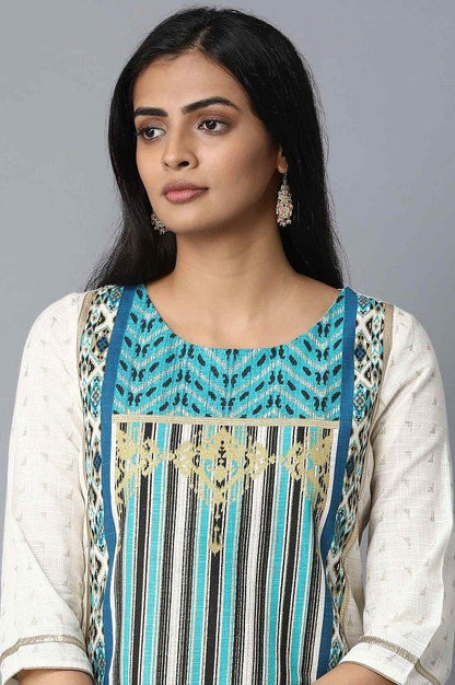 White Printed Straight kurta - wforwoman