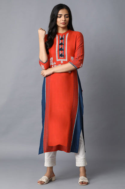 Red Placement Print kurta