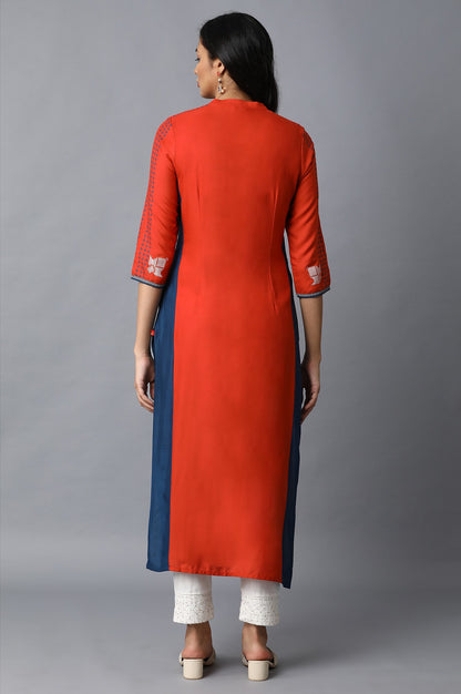 Red Placement Print kurta