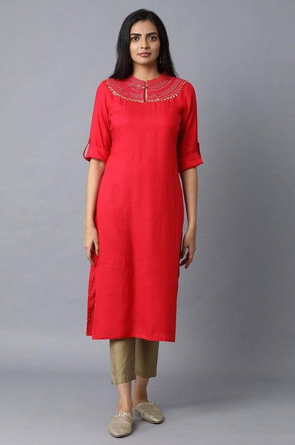 Pink Straight kurta - wforwoman