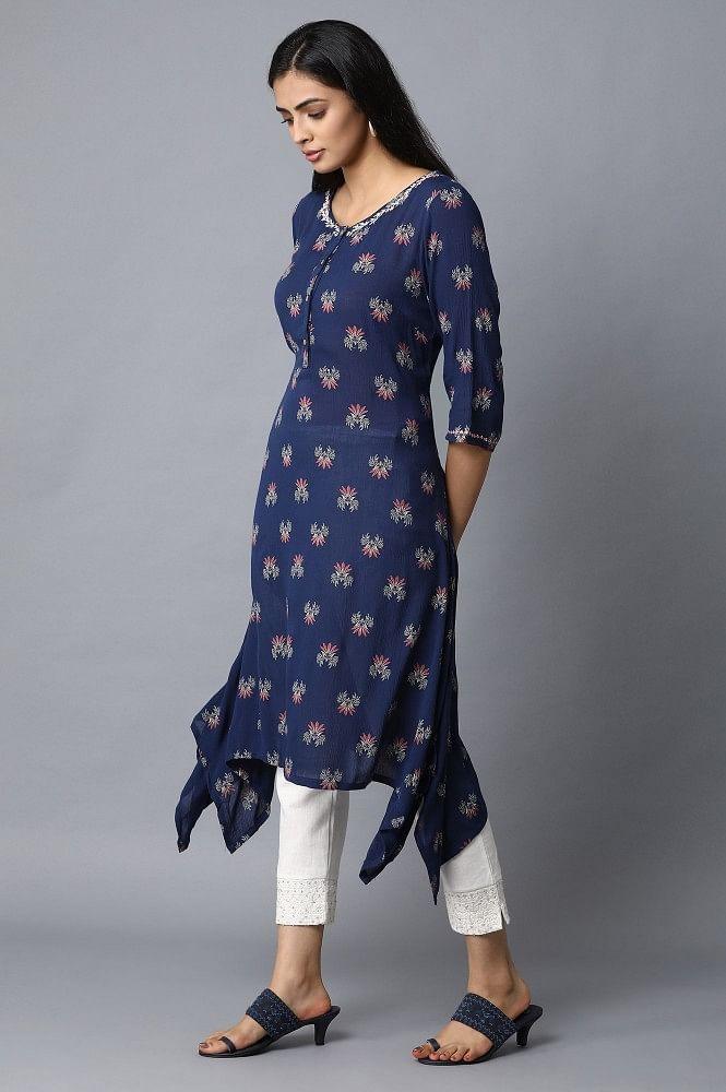 Blue A-Line kurta - wforwoman