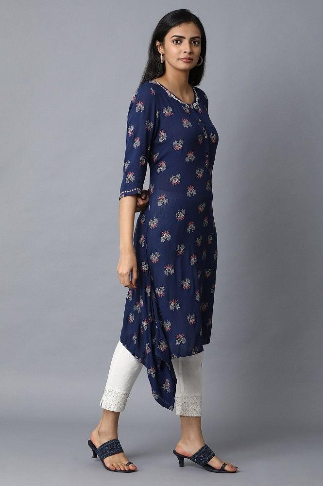 Blue A-Line kurta - wforwoman