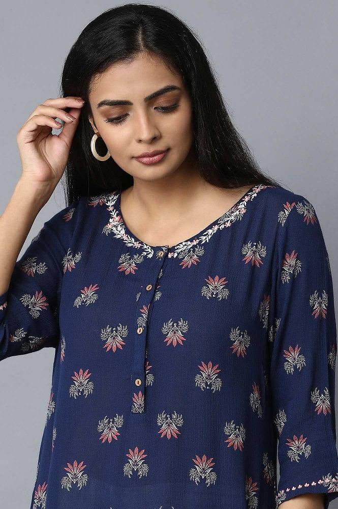 Blue A-Line kurta - wforwoman