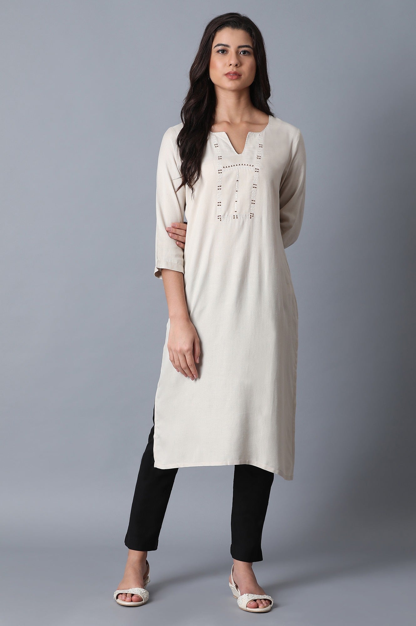 Off-White Embroidered kurta