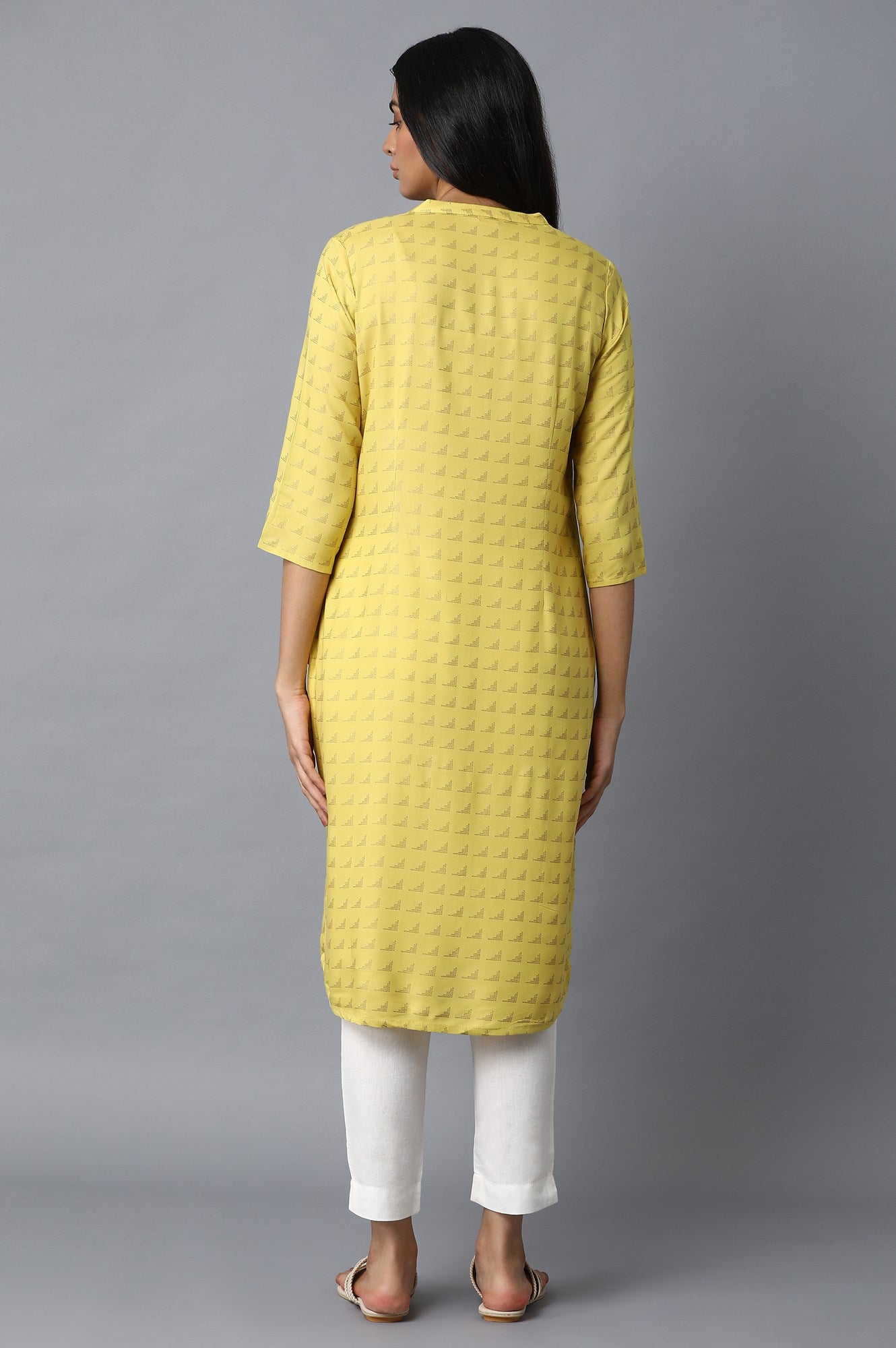 Yellow Front Pleat kurta