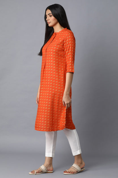 Orange Front Pleat kurta