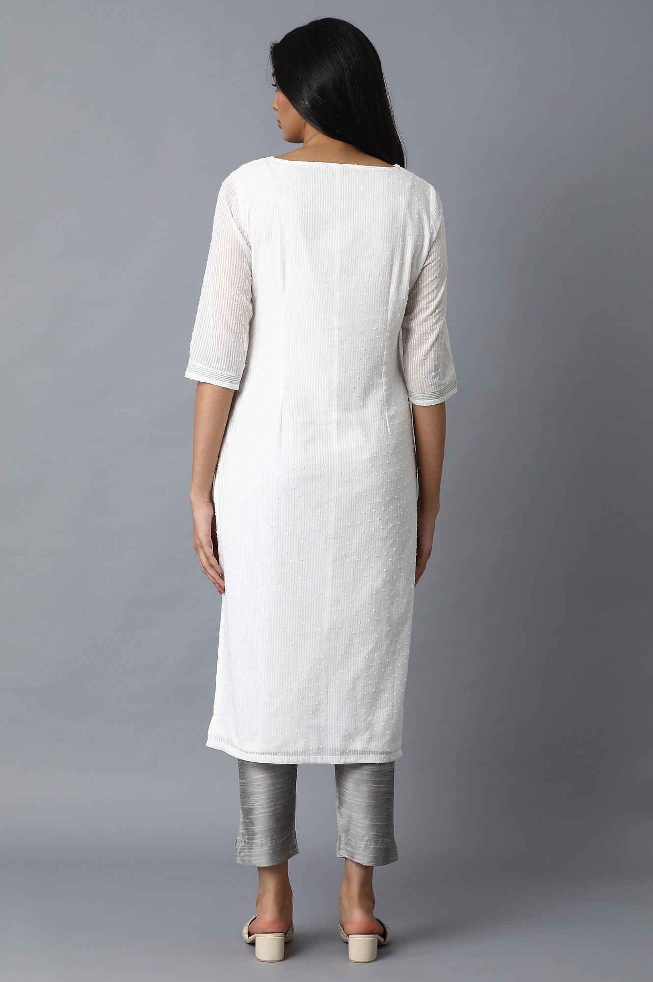 Ecru Swiss Dot kurta - wforwoman