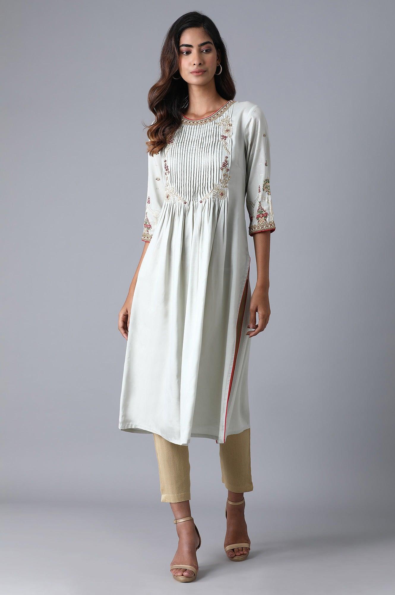 Mint Green A-line kurta - wforwoman