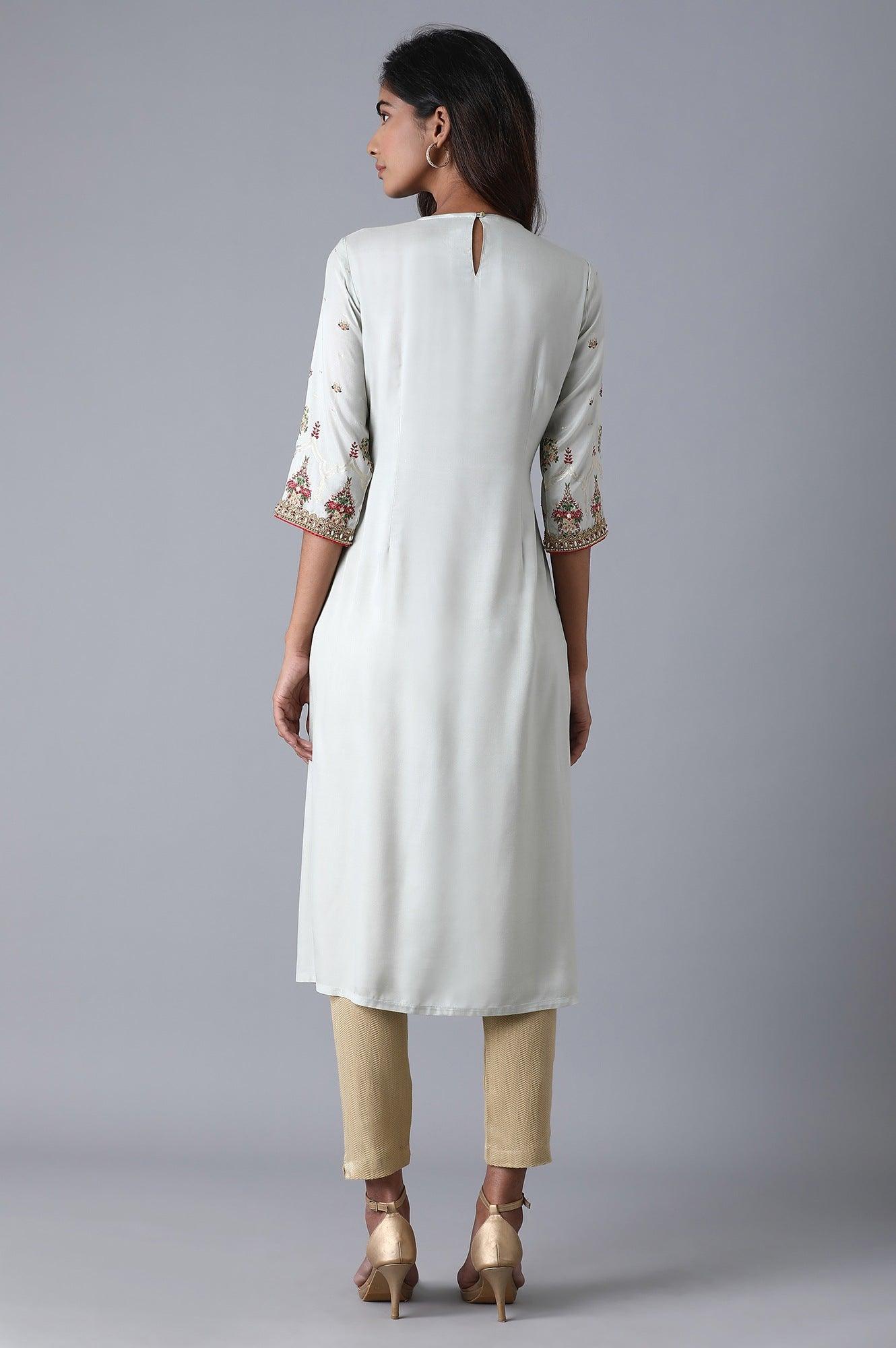 Mint Green A-line kurta - wforwoman