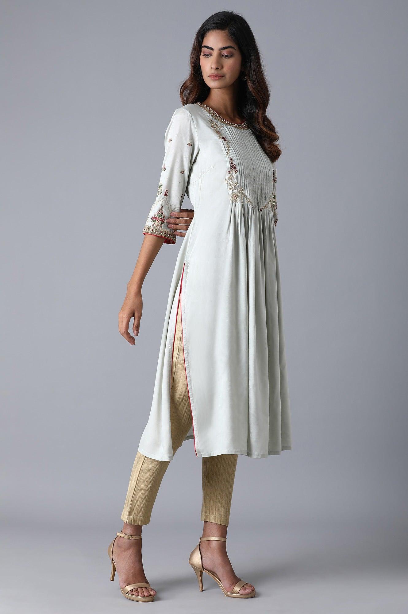 Mint Green A-line kurta - wforwoman