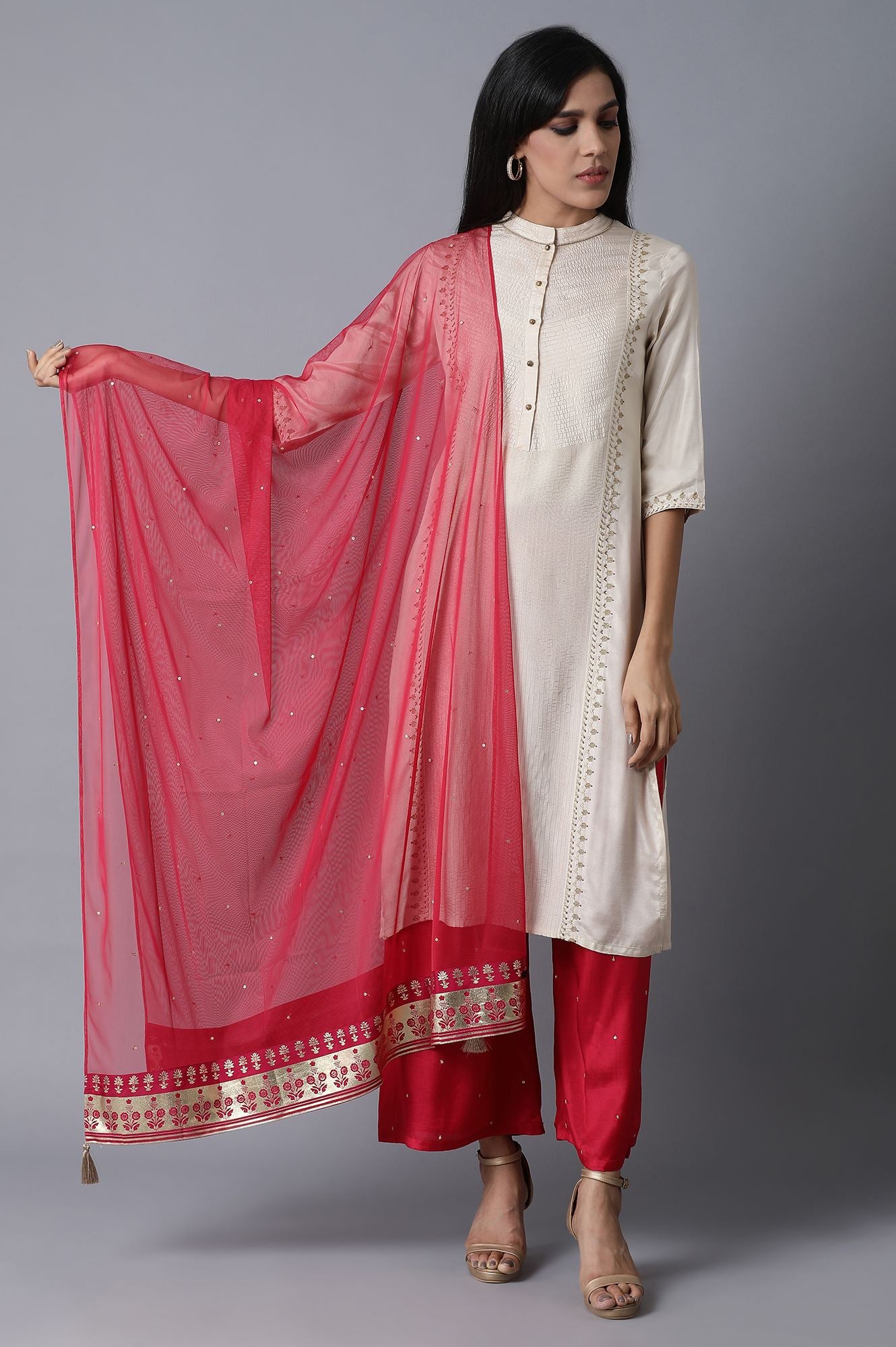 Dark Pink Sequin Dupatta