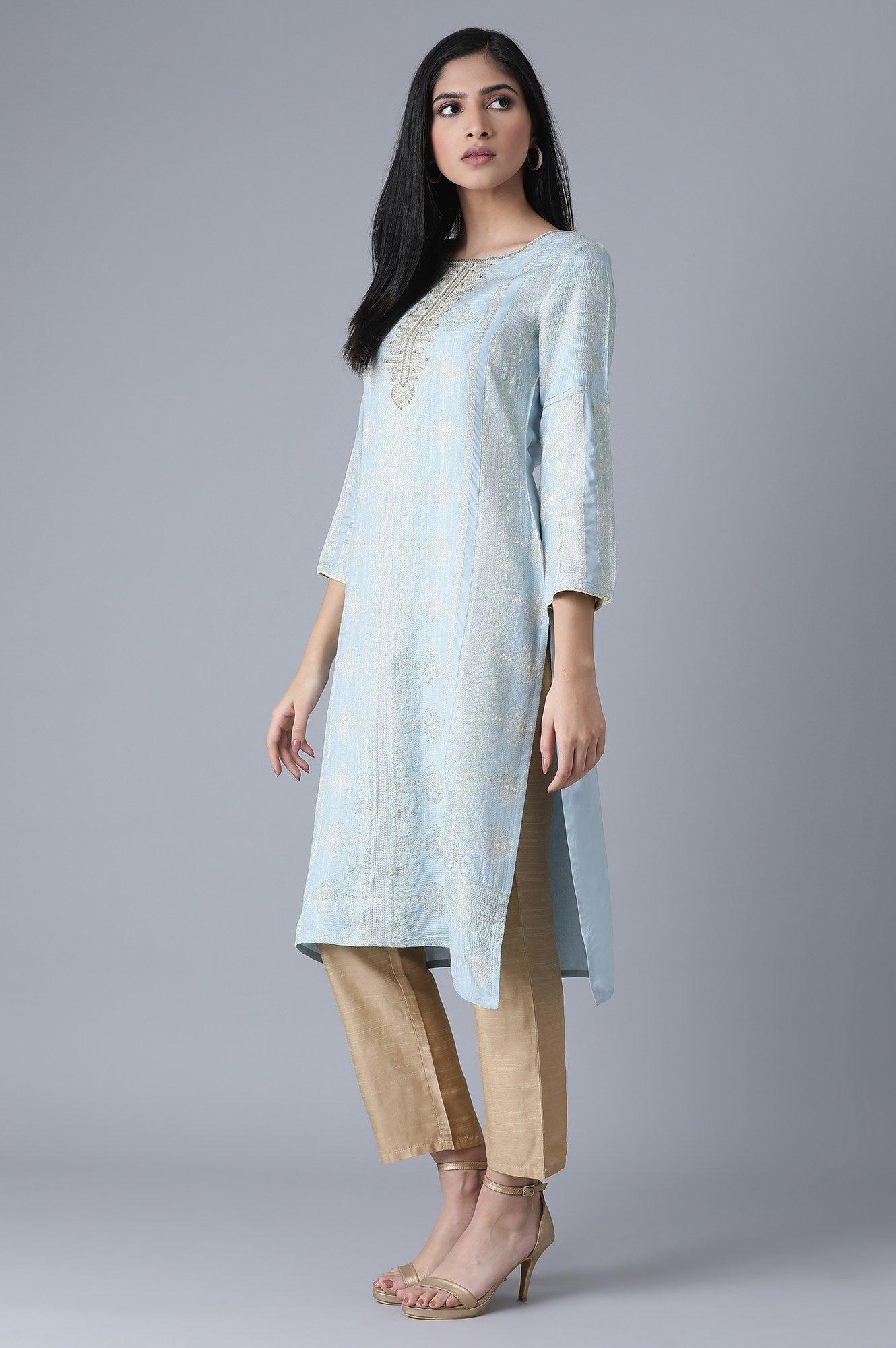 Air Blue Dori Embroidery kurta - wforwoman