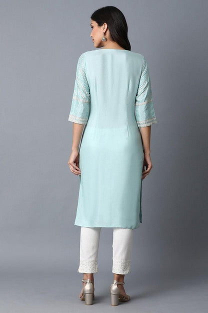 Blue Embroidered kurta - wforwoman