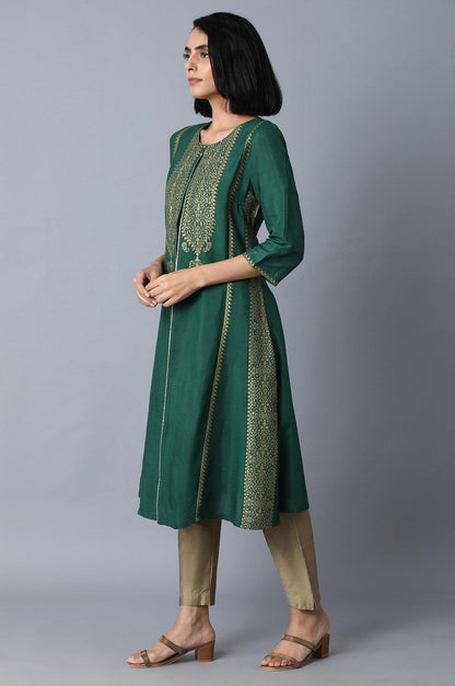 Leafy Green Printed kurta - wforwoman