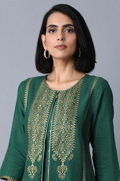 Leafy Green Printed kurta - wforwoman