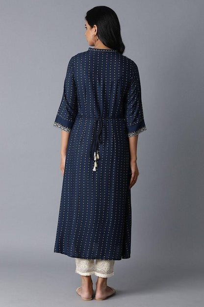 Blue Printed kurta - wforwoman