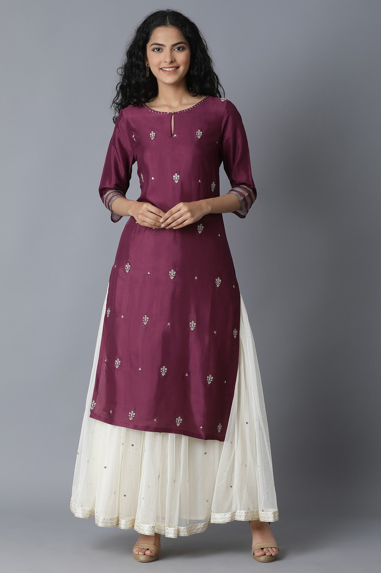 Purple Embroidered kurta