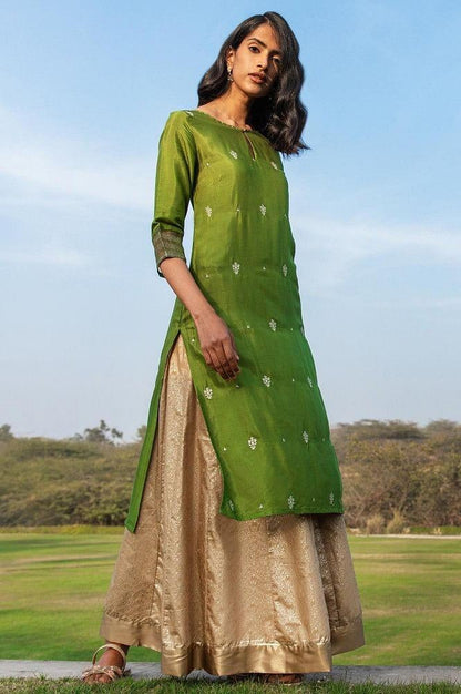 Green Embroidered kurta - wforwoman