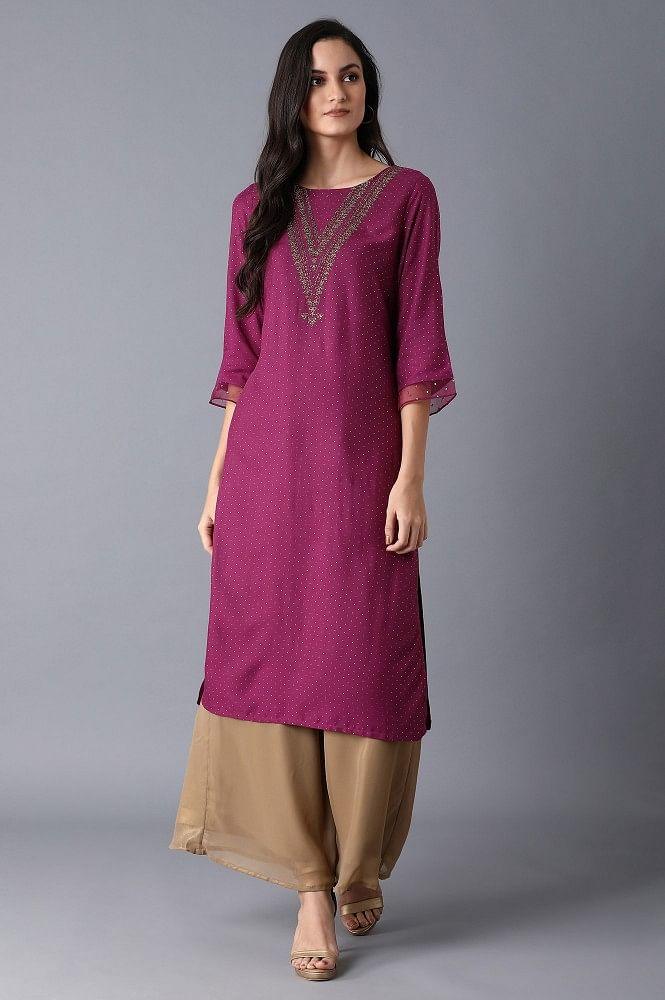 Purple Glitter kurta - wforwoman