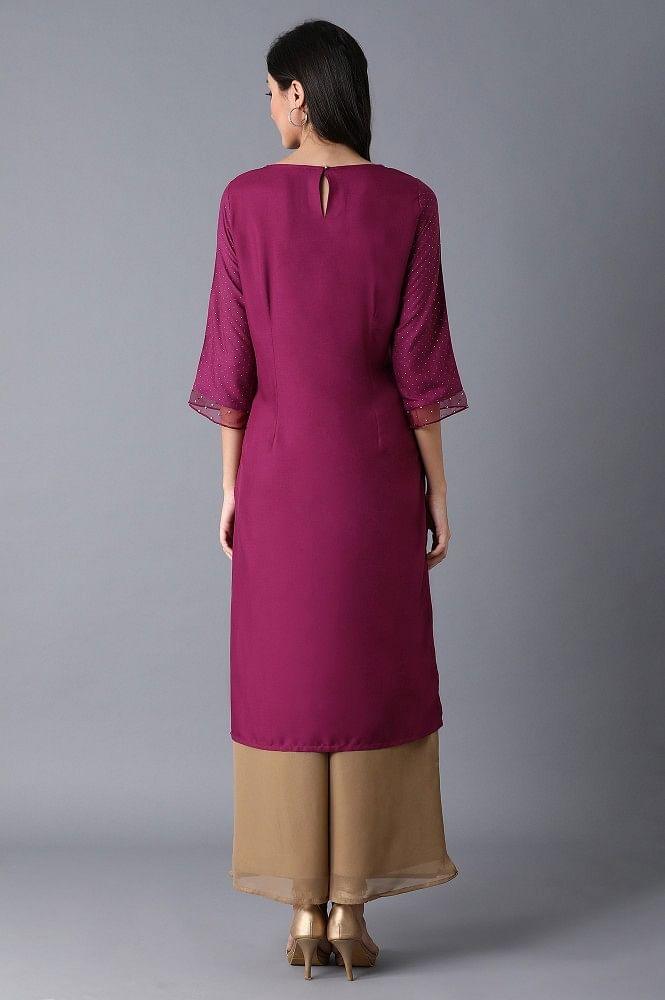 Purple Glitter kurta - wforwoman