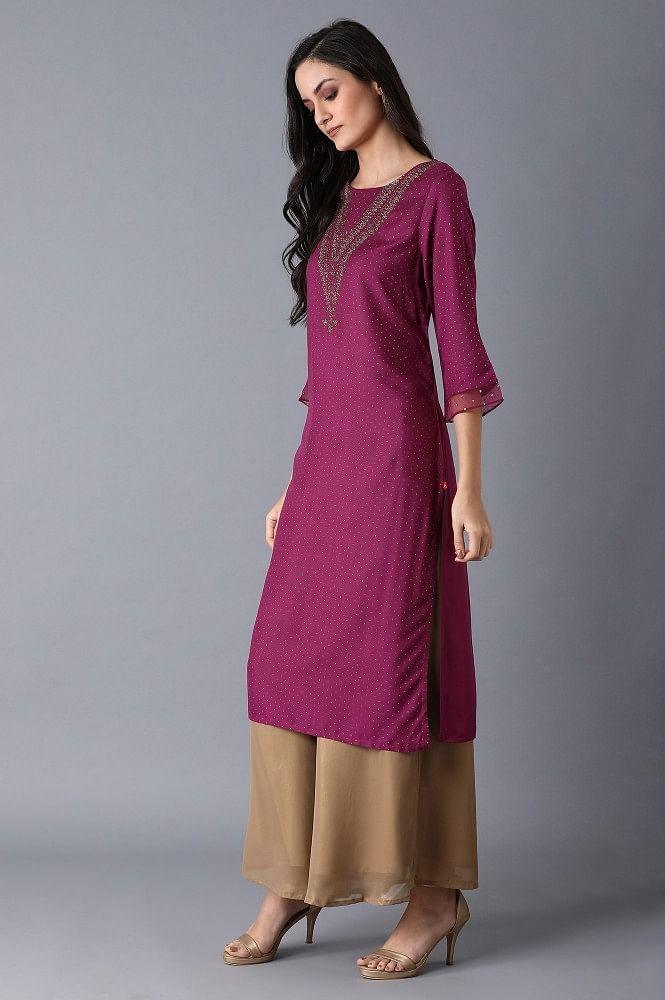 Purple Glitter kurta - wforwoman