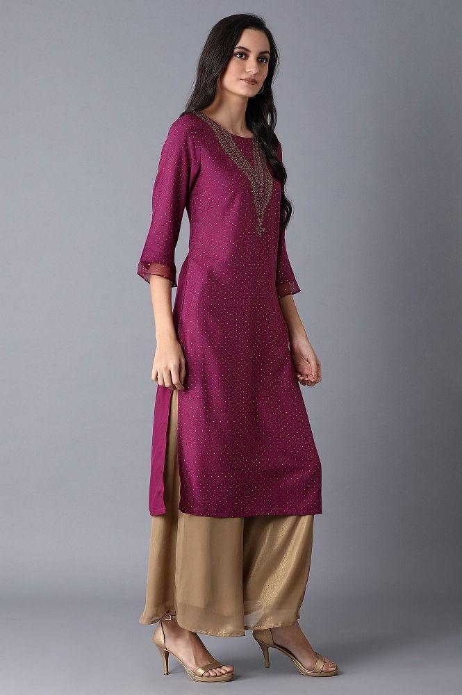 Purple Glitter kurta - wforwoman