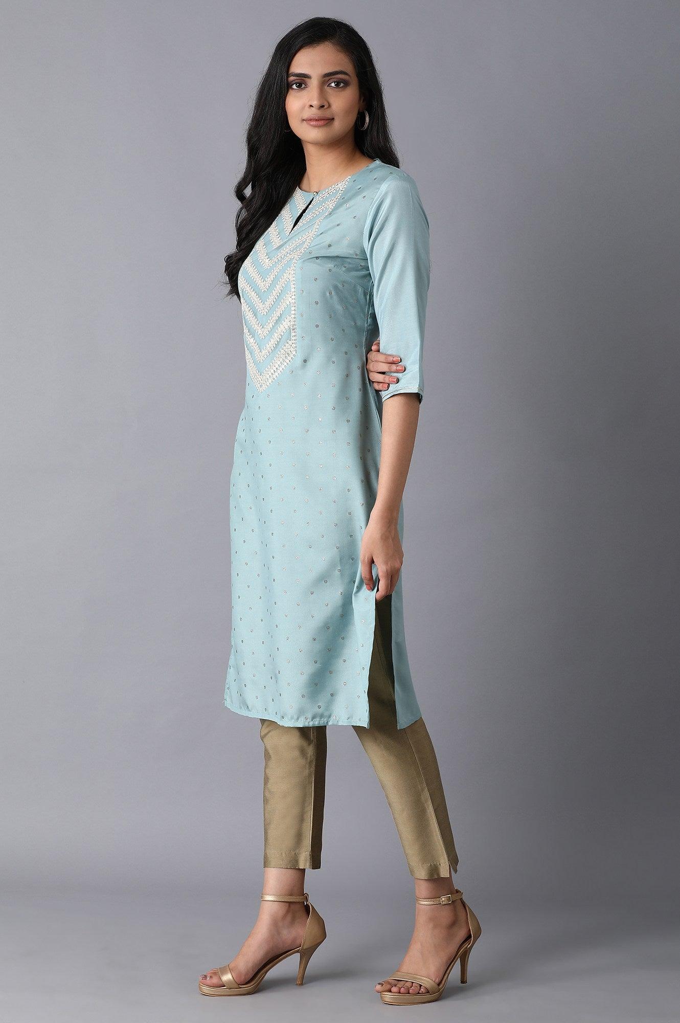 Grey Glitter Printed kurta - wforwoman